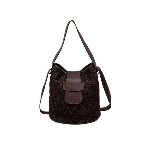 QUARZO Woven Bucket Bag Bordeaux