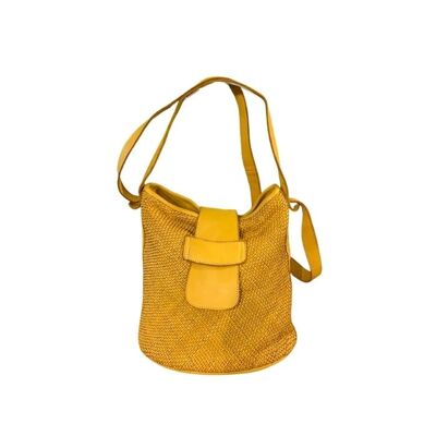 QUARZO Woven Bucket Bag Senfgelb