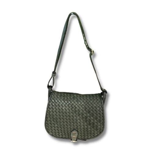 FIRENZE Large Weave Crossbody Bag | Army Green