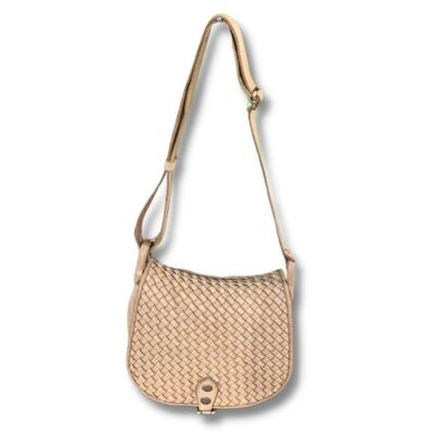 FIRENZE Large Weave Crossbody Bag | Beige