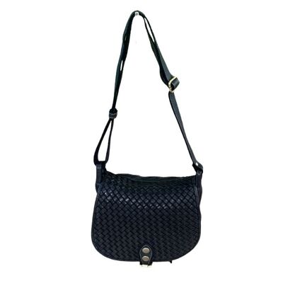 FIRENZE Large Weave Crossbody Bag | Black