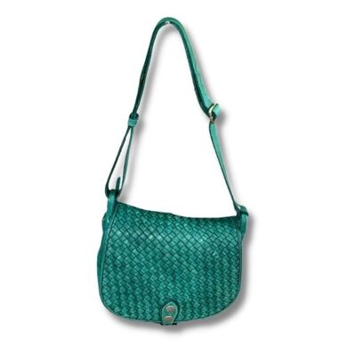 FIRENZE Bolso bandolera tejido grande | Verde esmeralda