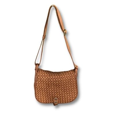 FIRENZE Large Weave Crossbody Bag | Tan