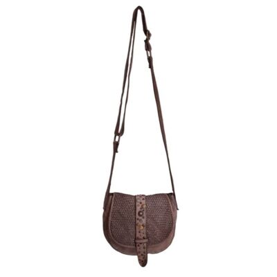MILANO studded leather crossbody bag | Dark Brown