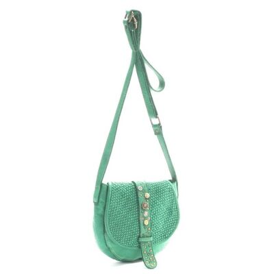 MILANO borsa a tracolla in pelle con borchie | Verde smeraldo