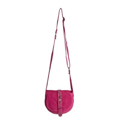 MILANO studded leather crossbody bag | Fuchsia