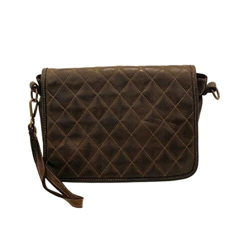 SILVINA Quilted Crossbody Bag Dark Brown