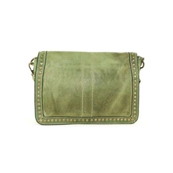 SILVINA petit sac à bandoulière avec clous vert armée