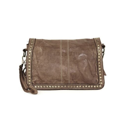 SILVINA small Cross-body Bag with Studs Dark Brown