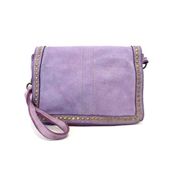 SILVINA Petit Sac Bandoulière à Clous Lilas 1