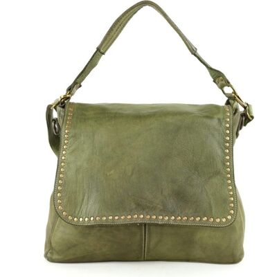 Bolso con solapa VIRGINIA con asa superior verde militar