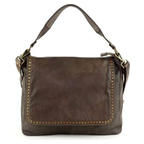 VIRGINIA Flap Bag With Top Handle Dark Brown