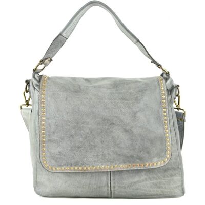 Bolso con solapa VIRGINIA con asa superior gris claro