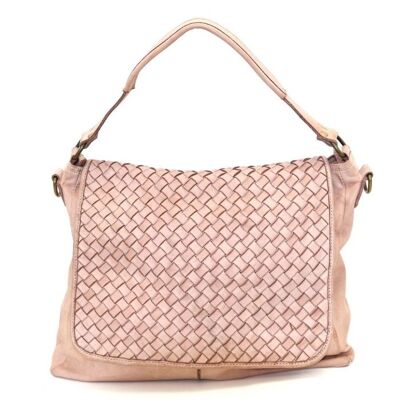 Bolso con solapa VIRGINIA con tejido ancho Blush