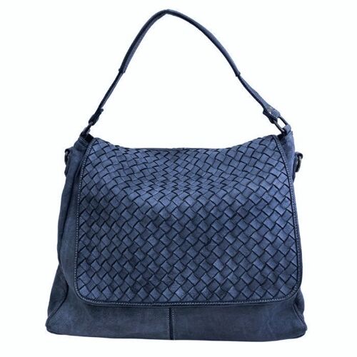 VIRGINIA Flap Bag With Wide Weave Navy