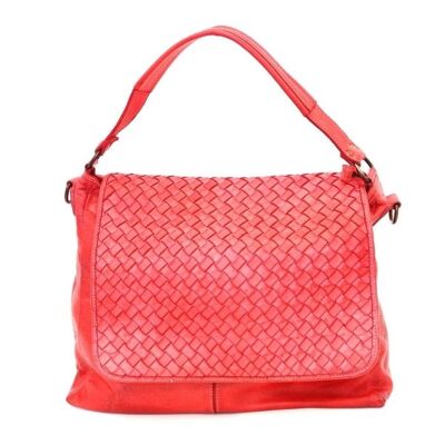 VIRGINIA Flap Bag With Wide Weave Red