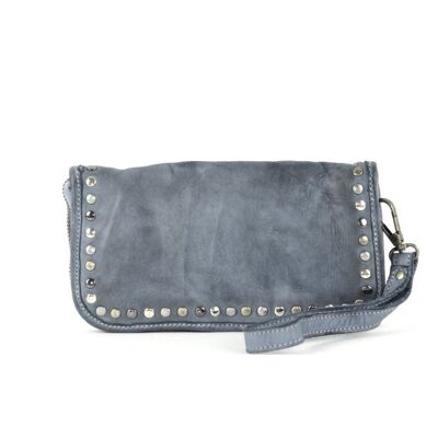 Cartera de muñeca SIMONA con tachuelas gris oscuro