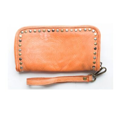 Cartera de muñeca SIMONA con tachuelas naranja