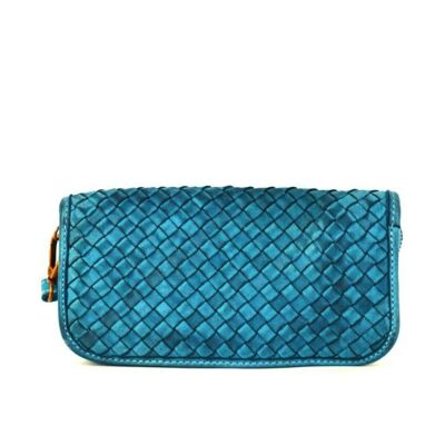 SIMONETTA Woven Wrist Wallet Turquoise