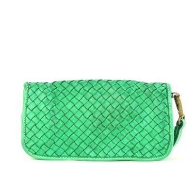 SIMONETTA Woven Wrist Wallet Emerald Green