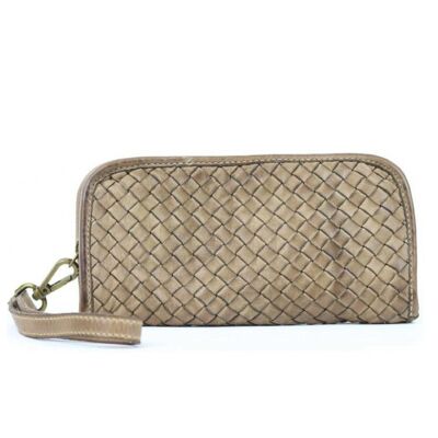 SIMONETTA Woven Wrist Wallet Light Taupe