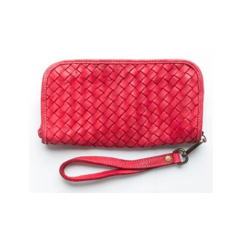 SIMONETTA Woven Wrist Wallet Red