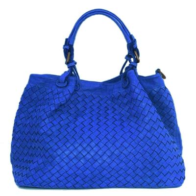 LUCIA Tote Bag Large Intreccio Blu Elettrico