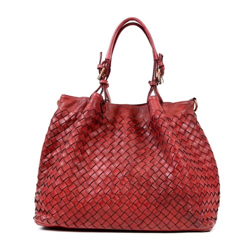 LUCIA Tote Bag Large Weave Bordeaux