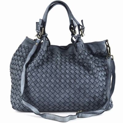 LUCIA Tote Bag Large Weave Dark Grey