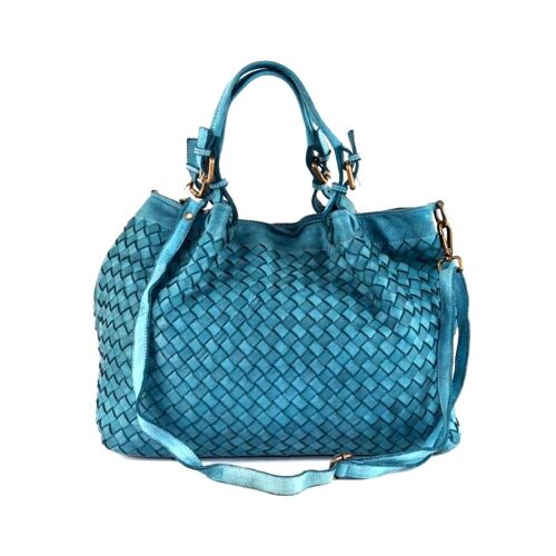 LUCIA Tote Bag Large Weave Teal