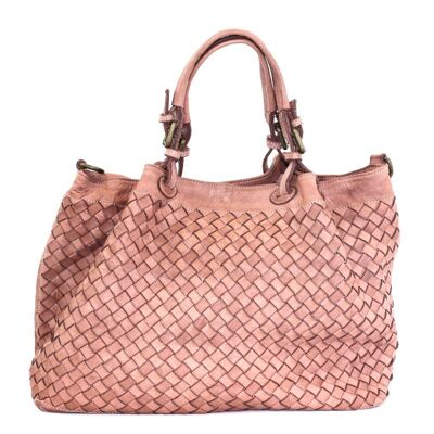 LUCIA Tote Bag Large Weave Blush