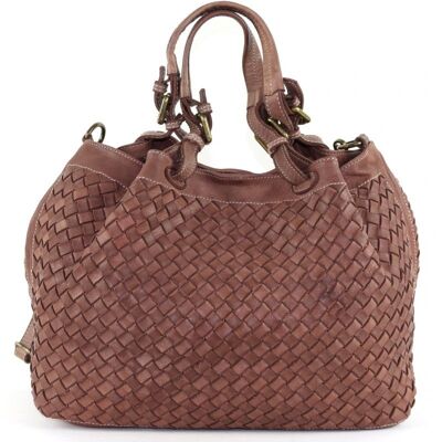 Bolso tote LUCIA tejido grande marrón