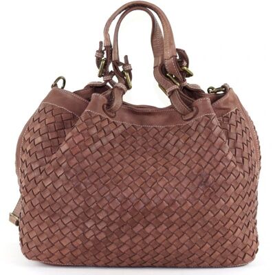 LUCIA Tote Bag Large Weave Brown