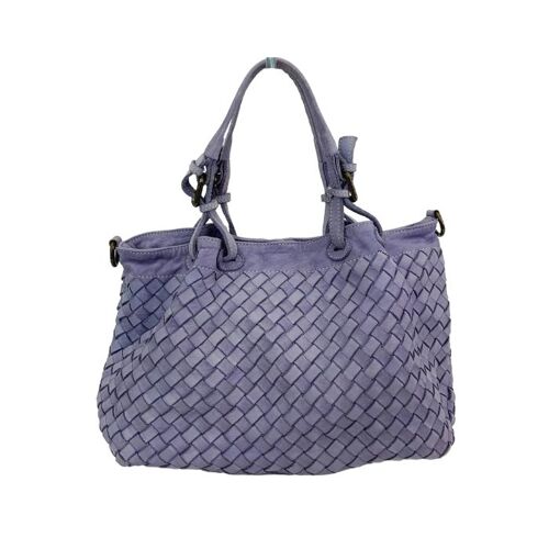 BABY LUCIA Small Tote Bag Large Weave Lilac