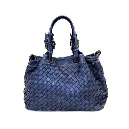 BABY LUCIA Small Tote Bag Large Weave Navy
