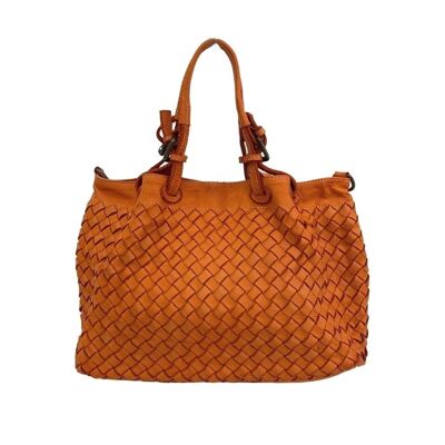 BABY LUCIA Bolso Tote Pequeño Tejido Grande Naranja