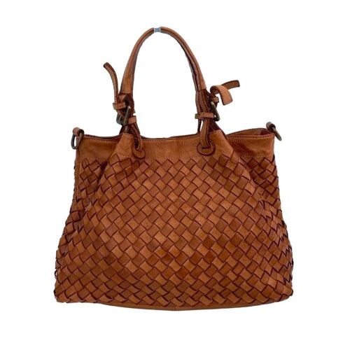 BABY LUCIA Small Tote Bag Large Weave Terracotta