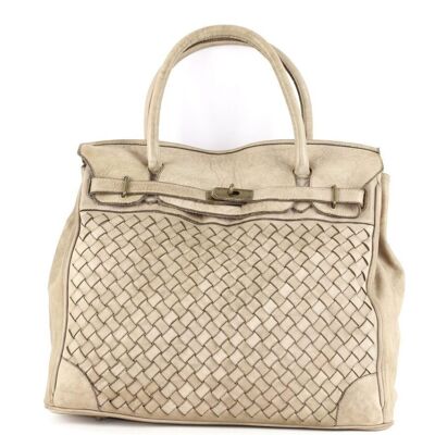 Strukturierte Tasche ALICIA Large Weave Beige