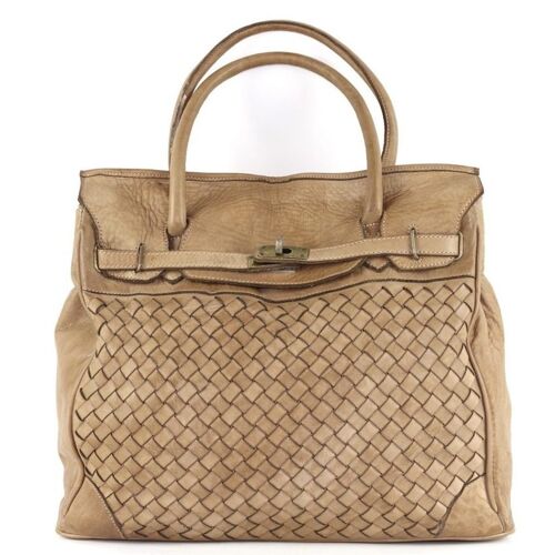 ALICIA Structured Bag Large Weave Taupe