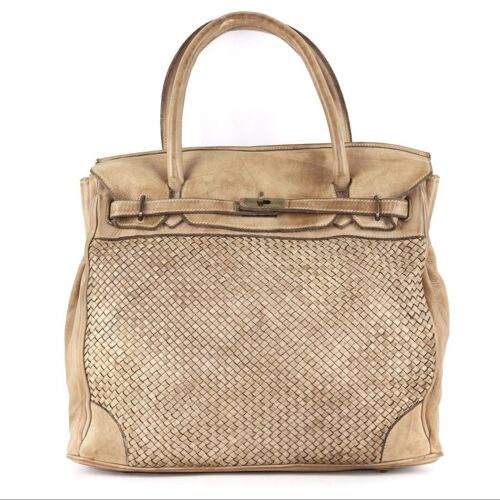 ALICIA Woven Structured Bag Beige