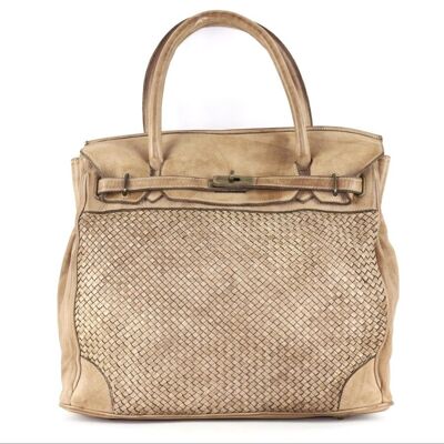 Strukturierte gewebte Tasche ALICIA Beige