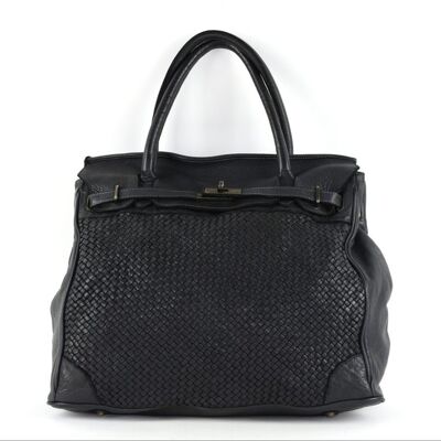 ALICIA Woven Structured Bag Black