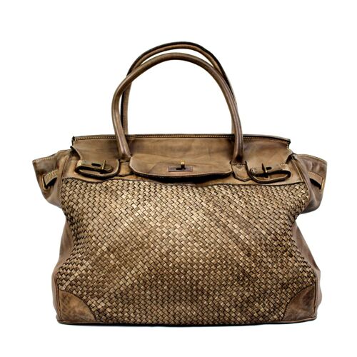 ALICIA Woven Structured Bag Dark Taupe