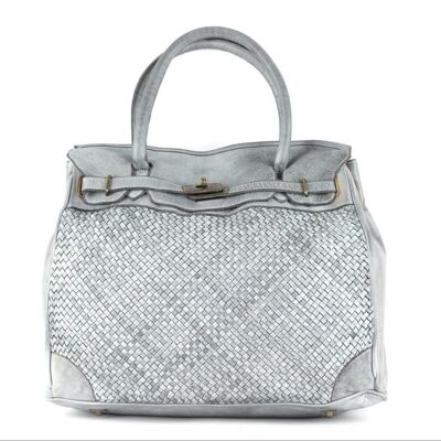 ALICIA Woven Structured Bag Light Grey