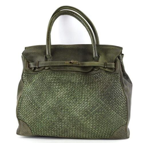 ALICIA Woven Structured Bag Olive Green