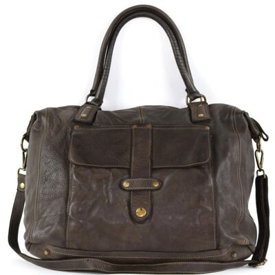 ADELE Satchel Style Bag Dark Brown