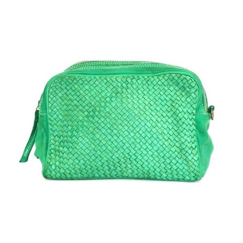 NICOLETTA Woven Multi Way Wash Bag/Cross Body Bag Emerald Green