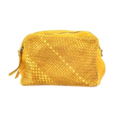 NICOLETTA Woven Multi Way Wash Bag/Cross Body Bag Mustard