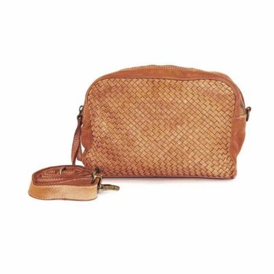 NICOLETTA Woven Multi Way Wash Bag/Cross Body Bag Tan