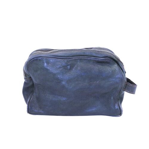 NICOLA Leather Wash Bag Navy